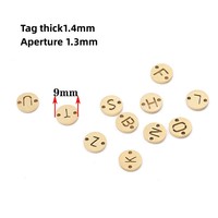 Conector de disco redondo inicial GP 18K PVD conectores de doble orificio de acero inoxidable 26 letras en inglés cadenas de joyería permanente