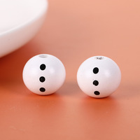 Perles en bois imprimées de dessins animés de 20 mm, perles en bois pour enfants, cordon à pompons, accessoires de Noël, ensemble de jouets de perles rondes de 2 cm pour le bricolage
