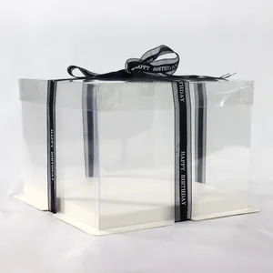 4 6 8 10 12 14 16 Inch Plastic Clear Cake Box Birthday Wedding Acetate Transparent Cake Boxes 12 X 12 X 6