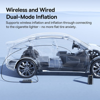 Pompe à air pour voiture Baseus 2 en 1, filaire/sans fil, compresseur d'air pour voiture, lampe torche dépliable, 6000 mAh, pompe de gonflage de pneus portable, USB-A/Type-C