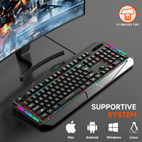 Ensemble clavier et souris de jeu filaire rétroéclairé RGB, 104 touches, interface USB, rétroéclairage LED, étanche, ordinateur standard