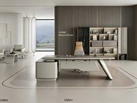 Meubles de bureau, bureau de direction moderne, bureau de PDG en bois courbé irrégulier avec 2 options de pieds de table pour bureau de manager