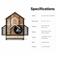 USMILEPET Villa pour chat, maison pour chat orientale, maison pour chat en bois, élégante, décorative, artisanale, de luxe, en bois massif, cage pour chat d'intérieur