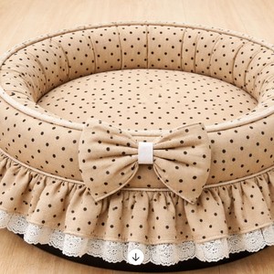 Nid pour animaux de compagnie de style princesse, rond, épaissi, respirant, chaud, toutes saisons, motif à pois, tapis de couchage pour la maison - Product Image 4
