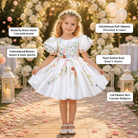 Robe de Demoiselle d'Honneur Blanche de Fête et de Mariage à Manches Courtes, Appliqués Floraux, Fait Main, Qualité Supérieure, Personnalisée, Dos en V, Collection Été Tendance
