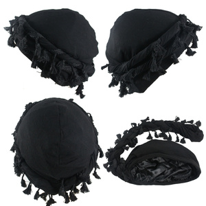 HZM-23207 cao cấp phương thức turban cho người đàn ông cổ điển Twist <span class=keywords><strong>Head</strong></span> kết thúc tốt đẹp durag satin lót Halo Turban satin khăn Tie tua nắp ca-pô - Product Image 6