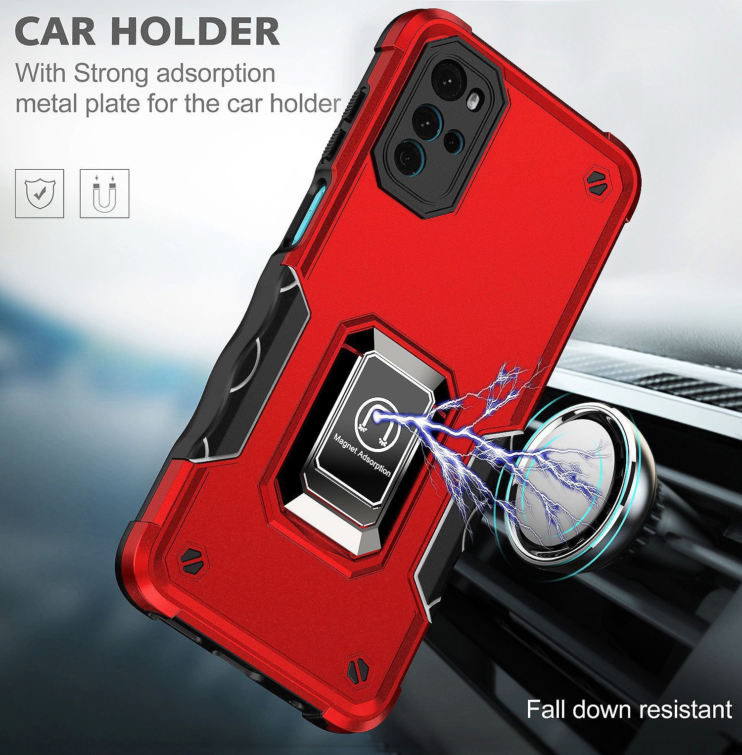 Pixfab Cover Motorola Moto E20 / E30 / E40 Con Anello E Supporto - Antiurto Nero