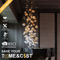 ENSEMBLE Banquet Hôtel Escaliers Boule Ronde Led Lustres Designer D'intérieur Lustres Personnalisés Hôtel Pendentif Lumière