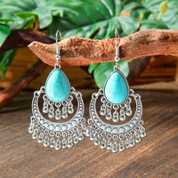 Boucles d'oreilles pendantes créatives en plastique turquoise style bohème goutte d'eau rétro élégantes pour femme, collection 2026 Comiya – Idéal comme cadeau de bijoux