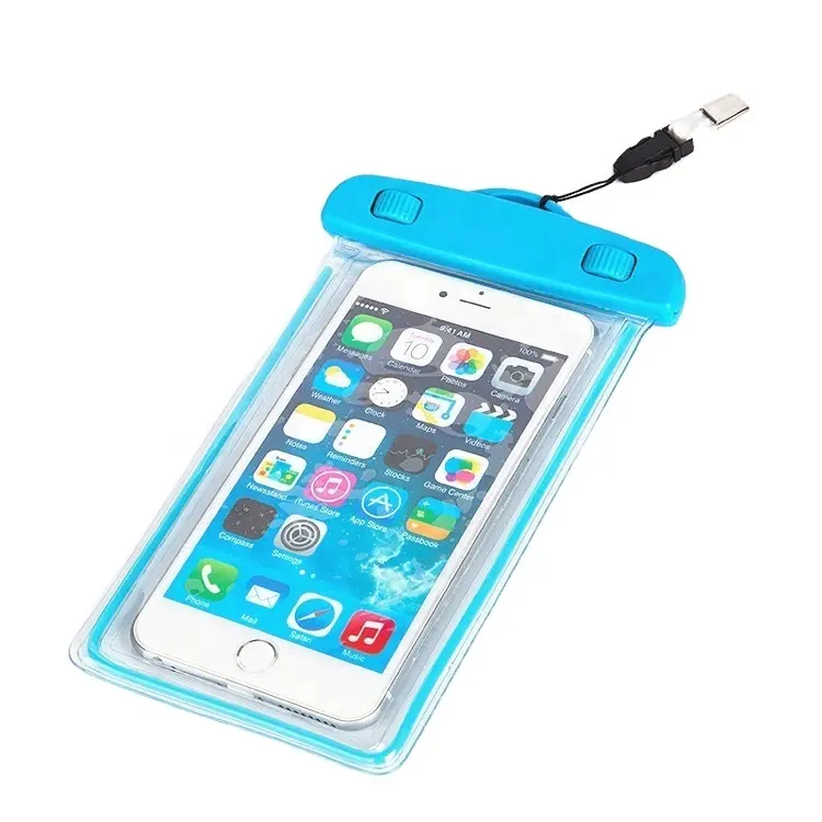 Fluorescent Pvc Waterproof Bag Mobile Accessories Phone Bags   Cases All OEM Phone Screen within 6 Inches 0.3mm Thickness Sports