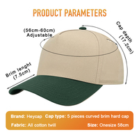 Gorra de Béisbol Personalizada de Fabricante, Orgánica, Deportiva, de 5 Paneles, Estilo A-Frame, con Cierre a Presión, de Algodón, Bicolor, con Logotipo Bordado en 3D para Hombre