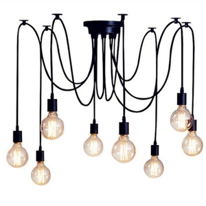 Suspension d'intérieur vintage Retro Edison Bulb Iron Multi Arms Black Spider Lighting Chandelier avec plusieurs têtes de style loft - Product Image 1