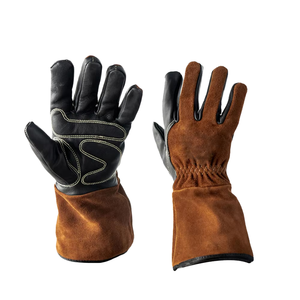 Gants de soudage industriels robustes TIG/MIG, paume en cuir pleine fleur, manchette en cuir fendu, avec couche supplémentaire de néoprène, gants de travail de sécurité - Product Image 1