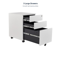 Armoire à dossiers métallique mobile à roulettes, 3 tiroirs, avec serrure, pour l'école et le bureau