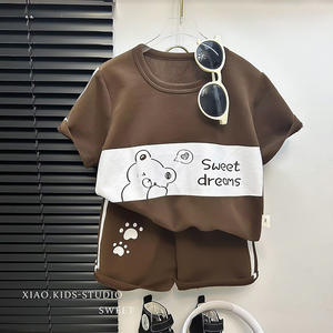 <span class=keywords><strong>Ropa</strong></span> <span class=keywords><strong>Infantil</strong></span> al por Mayor, Conjunto de Verano para Niños, Traje de Algodón a Rayas de Manga Corta para Niños y Niñas - Product Image 3