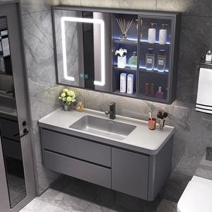 Gabinete de baño combinado con espejo e interruptor táctil inteligente estilo hotel - Product Image 4