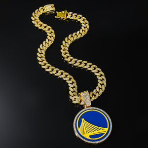 תליון גולדן סטייט ווריורס מצופה זהב, שרשרת קובנית מיאמי מצופה זהב 14 קראט, תכשיט היפ הופ לגברים - Product Image 4
