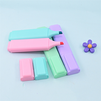 Ensemble de surligneurs personnalisés avec logo, 6/12 pièces, couleurs pastel, pointe biseautée, design esthétique mignon d'ours