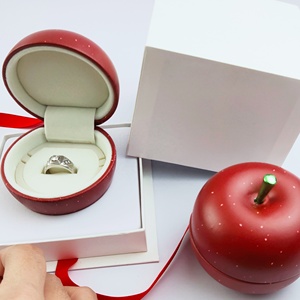 Plastic Creative Wedding Leather Apple shape Jewelry Gift Display Pendant Ring Jewelry Box