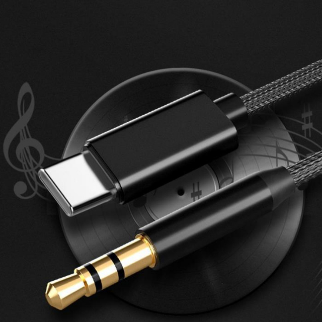 Nylon Braid USB Type C to 3.5mm Pin Jack Audio Cable for Mobile Phone Car Audio Cable Headphone USB C Audio Converter