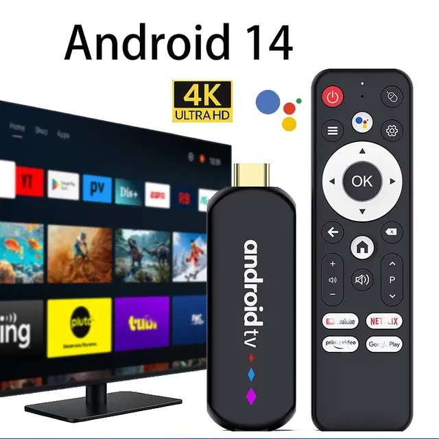 Android TV Stick S905L3 Amlogic S905 Android 14 4K Quad Core 24G 5G WiFi for Voice Assistant Smart Media Player