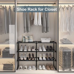 <b>Large</b> <b>Storage</b> Metal <b>Shoe</b> Rack with Removable Side Pockets Entryway Bedroom Hallway Organizer for Heels and <b>Shoes</b> <b>Shoe</b> <b>Cabinet</b> - Product Image 5