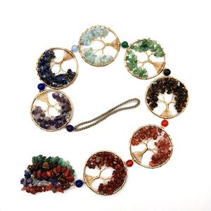 Ornements suspendus <span class=keywords><strong>Arbre</strong></span> de Vie en pierre naturelle 7 Chakras, enroulés de fil, avec pierres précieuses et quartz naturel, pierres de guérison - Product Image 1