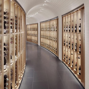 Meuble <span class=keywords><strong>mural</strong></span> classique en bois massif écologique pour le <span class=keywords><strong>rangement</strong></span> et la présentation de vins, avec éclairage LED en option, pour salon et maison - Product Image 5