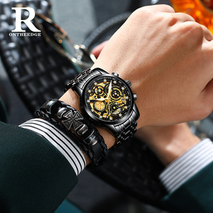 Montre mécanique automatique de luxe <span class=keywords><strong>ONTHEEDGE</strong></span> 068 pour homme, style affaires, acier inoxydable, squelette, date, étanche - Product Image 5