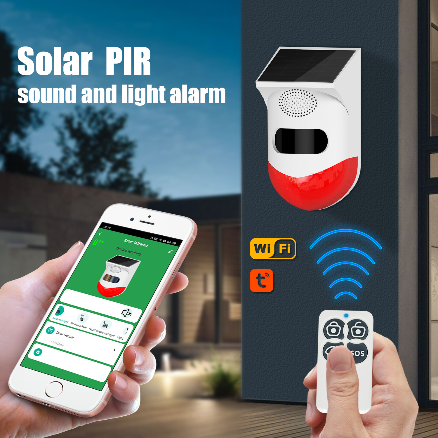 Tuya WiFi PIR Siren Outdoor Solar Infrared Wireless Waterproof Detector for Home Burglar GSM Security Alarm System