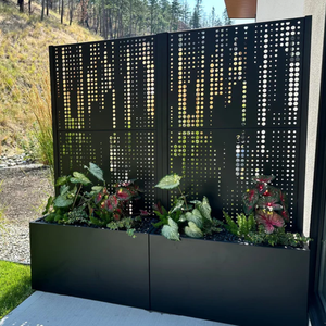 Paravent d'extérieur moderne noir personnalisable avec jardinière et <span class=keywords><strong>treillis</strong></span> métallique pour plantes grimpantes et légumes, idéal pour la maison - Product Image 6