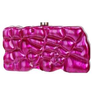 Sac de soirée irrégulier en acrylique pour femme, pochette de mariage en forme de coquille, sac à main marbré pour rendez-vous et shopping avec chaîne détachable - Product Image 1