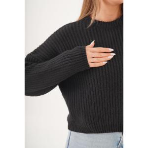 Pull basique à col rond pour femme en gros, couleur noire - Product Image 2