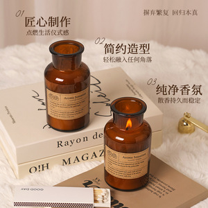 Aroma Sensation Scented Candle Amber Glass Bottle Elegant Home Decor Gift Item - Product Image 4
