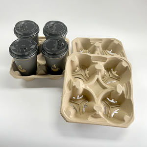 Portabicchieri Biodegradabile in Polpa di Carta, Vassoio Portabicchieri Ecologico Personalizzabile per Caffè da Asporto - Product Image 1