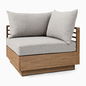 Elegante Set di Divani Minimalisti con Struttura in Teak <span class=keywords><strong>e</strong></span> Cuscini Beige in Tessuto ad Asciugatura Rapida, Arredamento da Esterno <span class=keywords><strong>per</strong></span> Giardino <span class=keywords><strong>e</strong></span> Terrazza - Product Image 2