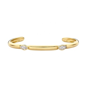 Best Selling Sparkle Luxury LYBURCHI 925 Sterling Silver 14K 18K Gold Plated Vermeil Bezel Heart CZ Bracelet <strong>Bangle</strong> <strong>Set</strong> Women - Product Image 3