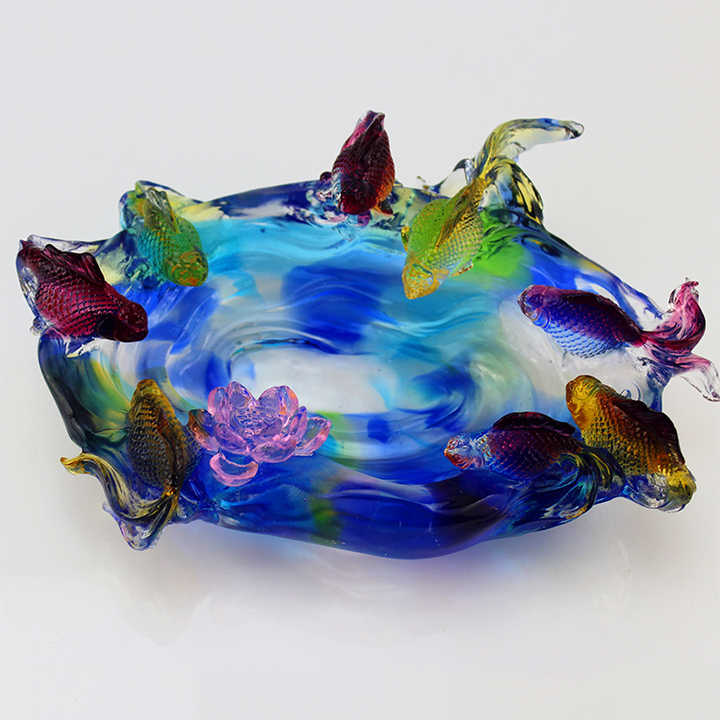 藤田喬平 手吹金彩盃 美しい幾何学模様の名品！7760