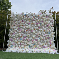 Mur de fleurs artificielles en soie, panneau floral dense de roses blanches pour la décoration de cérémonies de mariage et de fiançailles, vente en gros
