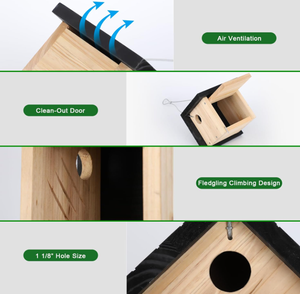 Aanpasbare <span class=keywords><strong>Diy</strong></span> Onafgewerkte Klassieke Stijl Houten Vogel Huizen Voor Buiten Hangend Winterkoninkje Nestelen Natuurlijke Houtafwerking - Product Image 6