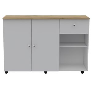 Sayville 2-Drawer 2-<b>Shelf</b> Kitchen Island White and <b>Pine</b> Dual Storage Cart - Product Image 2