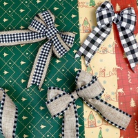Ruban en lin filé OKAY de 2,5 pouces, simple face, haute ténacité, à carreaux Buffalo Plaid Gingham, pour emballage cadeau de Noël