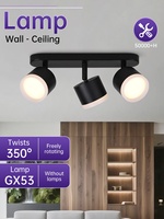 Luminaire de plafond à 3 lumières, rail linéaire en aluminium noir, lumière de piste GX53, angle réglable, montage en surface intérieur, spot LED de plafond