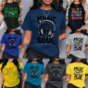 Ladies Casual Summer Outdoor Sports Top Gold Lip Print T-Shirt Short Sleeves Flannel Denim Batik Fabric Saisonnier Holiday Gift - Product Image 1