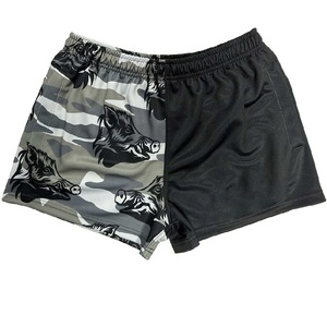 Shorts de rugby unisexes sublimés grande taille en polyester et coton avec cordon élastique, respirants, séchage rapide, poches zippées pour hommes et femmes - Product Image 4