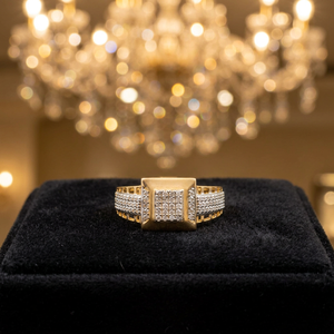 Elegant 22K <b>Gold</b> Men's <b>Cocktail</b> <b>Ring</b> with Bold Square Design Luxury Statement Jewelry for Wedding Engagement Party Occasions - Product Image 1
