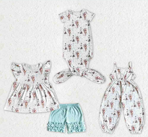 Conjuntos de peleles y shorts con volantes para bebés niñas, estilo vaquero con diseño de caballo y perlas, tipo tipi, con detalles de glaseado - Product Image 6
