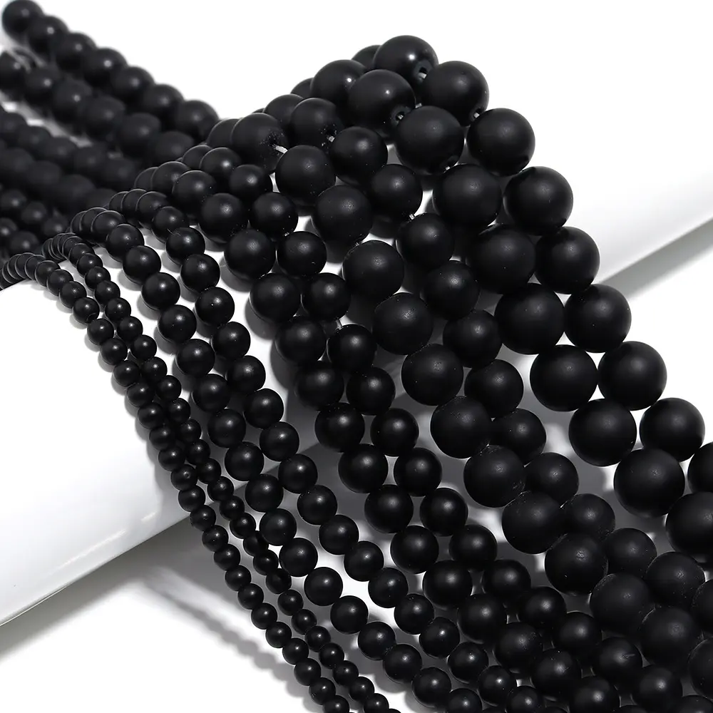 Offre Spéciale moins cher prix d'usine gros perles d'onyx noir mat 10mm perles d'onyx naturel brin non traité pour la fabrication de bijoux