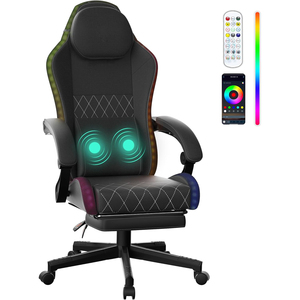 Ajunion เก้าอี้เล่นเกม400lbs มีพนักพิงหลังพับเก็บได้, เก้าอี้เล่นเกมแข่งรถกระเป๋าด้านข้างซ่อนได้ - Product Image 1