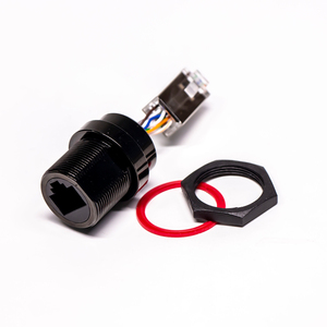 Connecteur étanche IP67 <span class=keywords><strong>RJ45</strong></span> <span class=keywords><strong>Femelle</strong></span> vers Mâle <span class=keywords><strong>Montage</strong></span> sur panneau frontal PCB avec câble arrière - Product Image 2